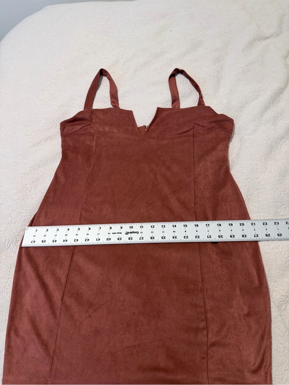 Forever 21 Rust Suede-Look Western Boho Festival V-Notch Bodycon Mini Dress - Picture 6 of 11
